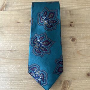 Vtg Christian Dior Monsieur Tie  Green Floral Silk  Necktie Made in Italy 58 in